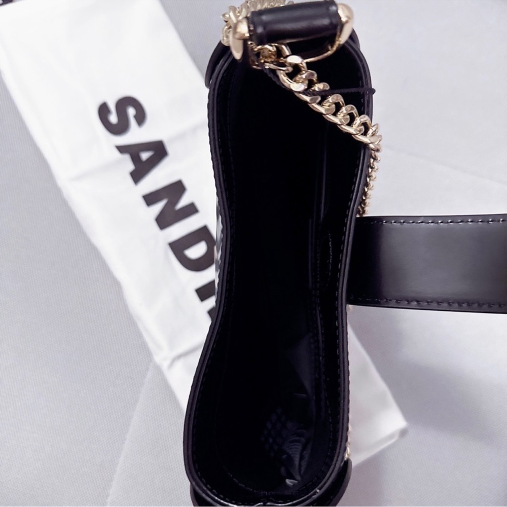 Sandro Sweet Janet Chain Leather Shoulder Bag In Black NWT - Picture 11 of 12
